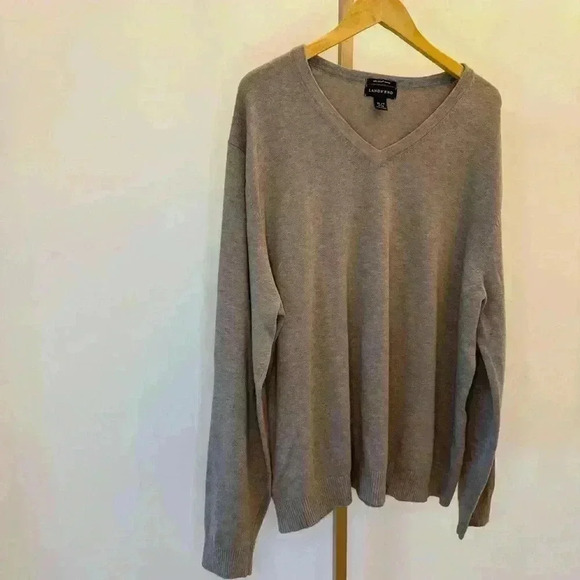 Lands' End Men's V-Neck Pullover Sweater XL Beige Long Sleeve - Picture 4 of 8